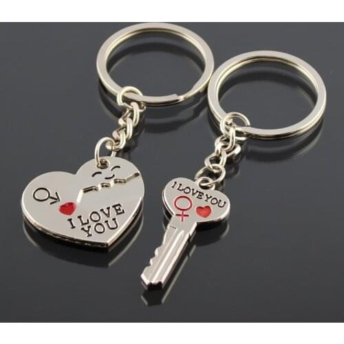 Heart Key Keychain Cute Lovers Couples Key Chain Ring Cover Holder Trinket Chaveiro Llavero Sleutelhanger Brelok Anahtarlik Gift
