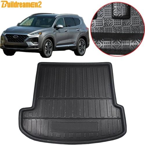 Buildreamen2 Car Styling Tail Trunk Mat Tray Boot Liner Floor Cargo Carpet Mud Pad For Hyundai Santa Fe 2019 2020 2021