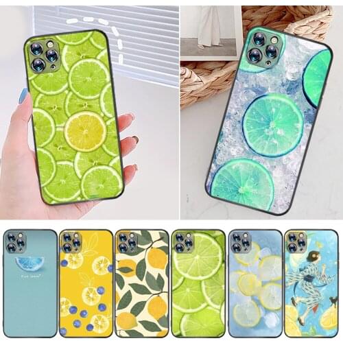 Lemon Pink Color Green Cyan Phone Case For iPhone 12 11 XS XR X 8 7 6S 6 Plus Pro MAX SE 2020 Lemon Pink Color Green Cyan Coque