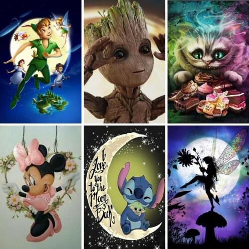 Disney Cartoon Peter Pan And Tinkerbell 5D Diamond Painting Cross Stitch Kits Embroidery Full Drill Mosaic Resin Home Decor Gift