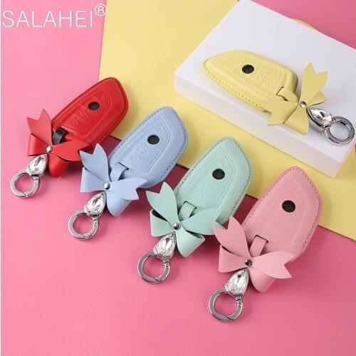 For BMW X1 X3 X5 X6 Series 1 2 5 7 F15 F16 E53 E70 E39 F10 F30 F48 F39 G30 Leather Car Key Case Keychain Bag Remote Fob Cover
