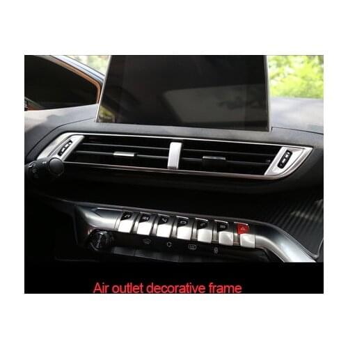 For Peugeot 5008 ABS chrome Carbon fiber Air conditioning outlet decorative frame 2pcs