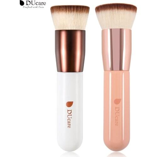 DUcare 2/3/10pcs Foundation Brush Flat Top Kabuki Brush Synthetic Liquid Blending Mineral Makeup Tools Rose Golden/White