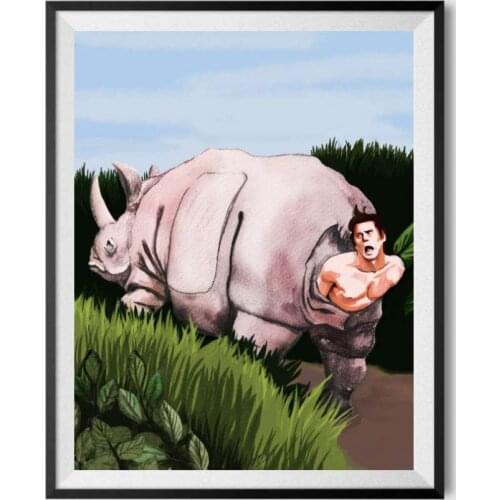 Hd print Ace Ventura Poster Rhino Scene Canvas Painting Funny Posters Wall Art home Decoration frame