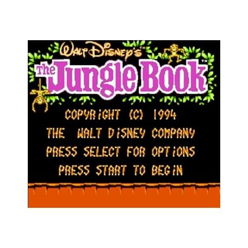 Jungle Book 60 Pin Game Card Customized For 8 Bit 60pins Game Player