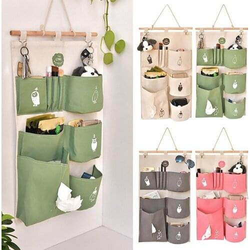 Cute Owl Hanging Storage Bags Door Mounted Wardrobe Wall Hanging Multi-Pocket Storage Bag Container Organizer