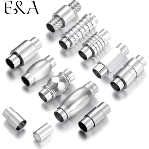 Stainless Steel Magnetic Clasp Mirror Finish Hole 6mm Leather Cord Clasps Magnet Buckle DIY Jewelry Making Bracelet Components