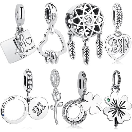 Original 925 Sterling Silver Charms Fit Charm Bracelets Fashion Jewelry DIY I LOVE READING Book Charm Beads
