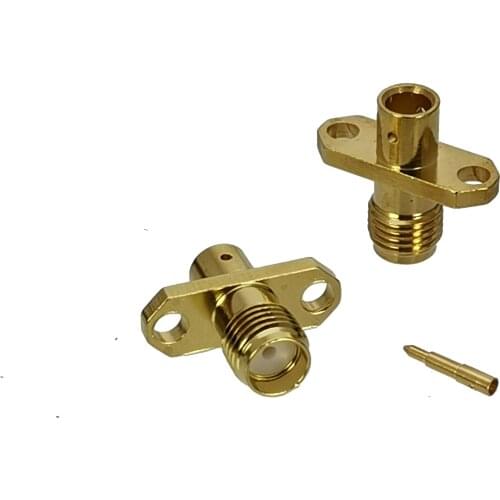 Connector RP.SMA female plug 2-hole flange solder RG402 0.141" Semi-rigid