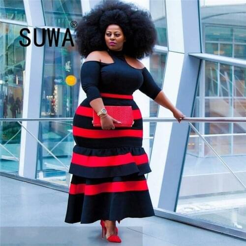 Hot recommend style black red striped women dresses summer 2020 party night club plus size elegant wedding dress gowns