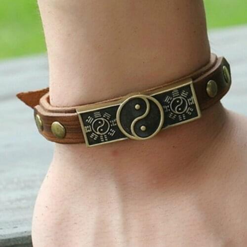 CIBOCIBO Luxury Men Bracelet 2021 Tai Chi Trendy Leather Wristband Bracelet Men Braided Vintage Punk Pulsera Hombre Gift For Men