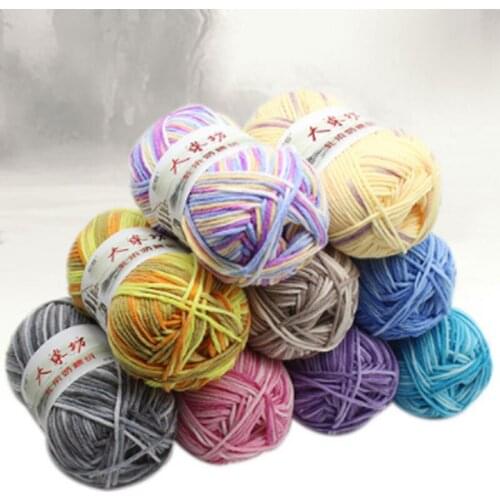 Hand Knitting Colorful Needlework Fashion Cotton Yarn Eco-dyed Baby Thread High Quality Cashmere Yarn For Hand Knitting Crochet