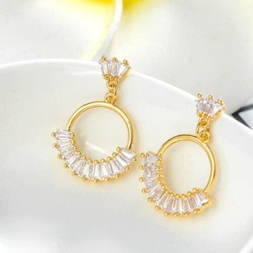 Drop Earrings Copper White AAA Cubic Zirconia Exquisite Hollow Trendy Dangle Earrings Women Earrings Free Drop Shipping