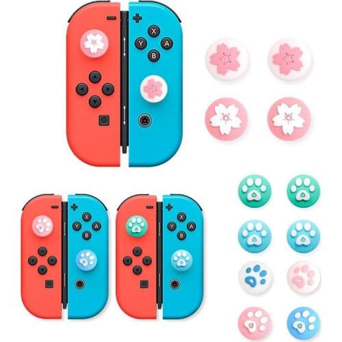 Cute Cat Paw Claw Sakura Thumb Stick Grip Cap Joystick Cover For Nintend Switch Lite Joy-Con Controller Gamepad Thumbstick Case