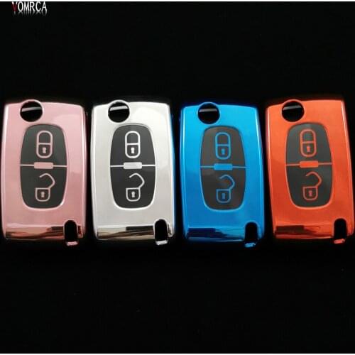 TPU Clamshell Folding Remote Control Key Case For Peugeot 207 307 308 407 607 807 For Citroen C2 C3 C4 C5 C6 Car Cove Auto Parts