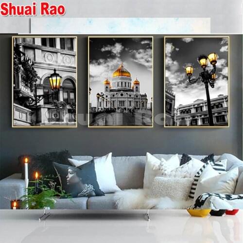 Triptych Russia St. Petersburg Cathedral diamond painting cross stitch diamond mosaic 3 piece 5d diamond embroidery set
