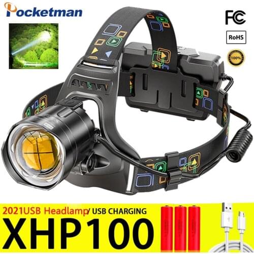 500000LM Ultra Bright XHP100 LED Up-grade 2500M Long Range Headlamp USB Rechargeable Headlight Waterproof Head Lamp Head Torch