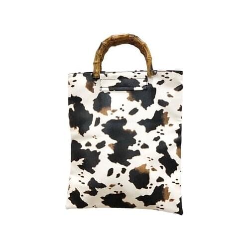 2020 new ins wind bag female retro milk cow pattern large capacity bamboo handbag fashion bolsa feminina torebki damskie