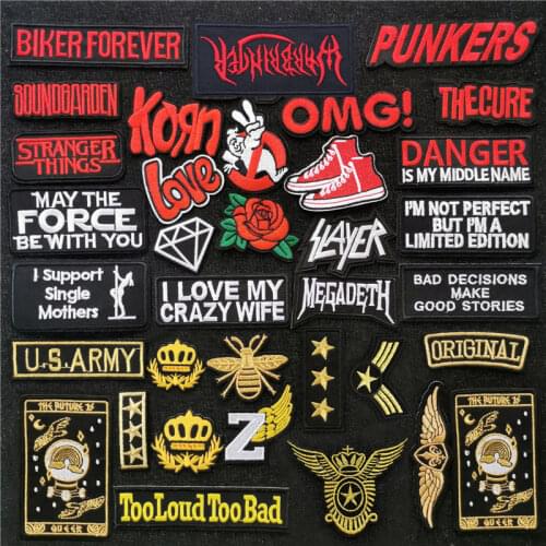 Rock Punk Military Badges Embroidery Patches for Clothing Applique Ironing Stickers Ghost Sewing Supplies Decorative Stripes