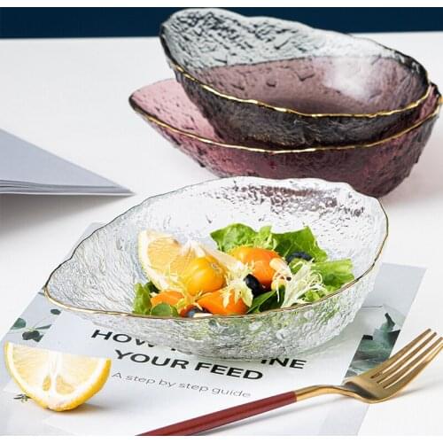 Japanese glass bowl fruit bowl transparent salad plate vegetable bowl household birds nest Phnom Penh salad bowl dessert bowl