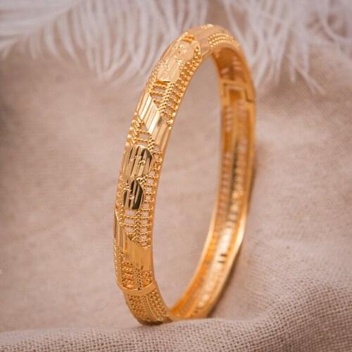 1pc Gold Color Women Bangle Dubai Bride Wedding Ethiopian Bracelet Africa Bangle Arab Jewelry Gold Charmgirls Bracelet gift