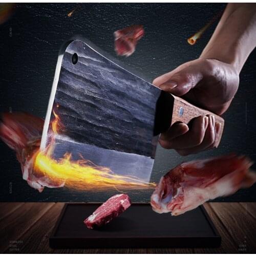 Tough Household Kitchen Knives Forged Stainless Steel Cutting Bone Cleavers Chef Special Meat Cutting Chef Knives 4.5mm Blade