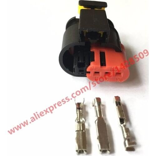 20 Sets 3 Pin Waterproof Automotive Wire Connector Sealed Sensor Fuel/Diesel Injector Ignition coil Connector AMP Tyco 284425-1