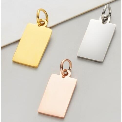 10pcs/Lot Stainless Steel Mirror Polished Rectangle Charms Pendants Accessories DIY Jewelry Making Necklace