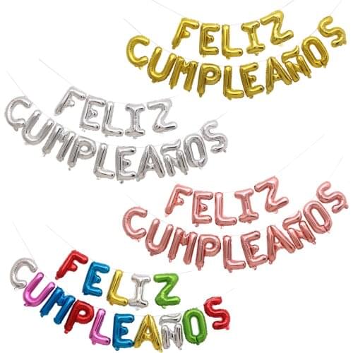 16 inch happy birthday balloon set Spanish FELIZ CUMPLEANOS balloon package