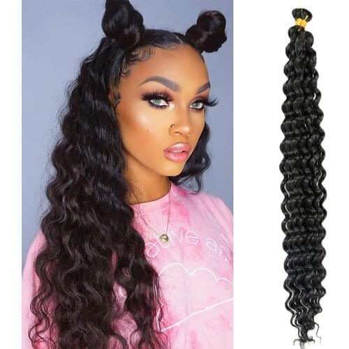 20 Inch Deep Wave Twist Crochet Hair Synthetic Braiding Hair Ombre Curly Wave Hair Extensions For Women