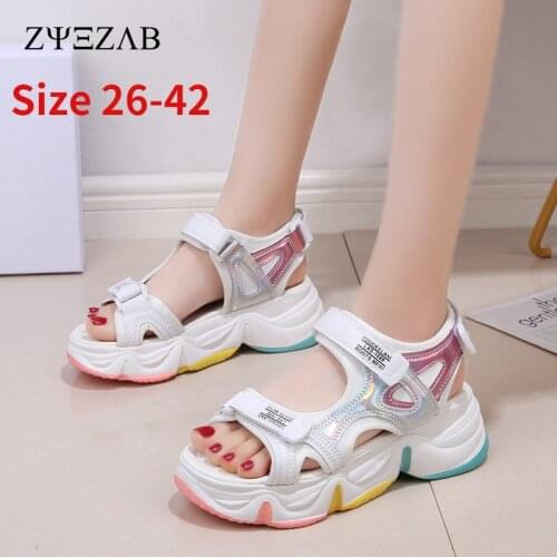 2021 New Fashion Children Sandals Comfortable Soft Breathable Rainbow Soles Summer Pink Sandals Open Toe Shoes for Kids Girls