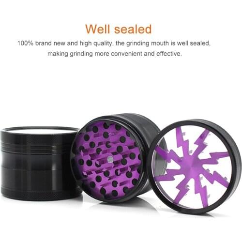 4-Layer Metal Hand Weed Grinder Lightning Shape Herb Grass Tobacco Herb Grinder Spice Cutter Miller Crusher Smoking Accessories