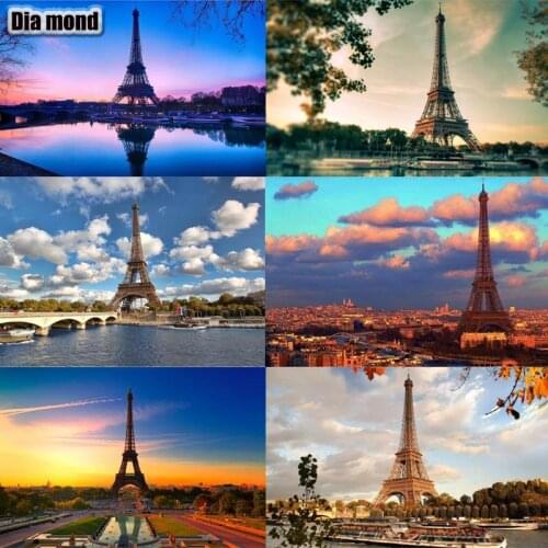Full Square/round Diamond Painting Eiffel Tower 5D DIY Mosaic Full Drill Embroidery Landscape Rhinestone Pictures Home Decor