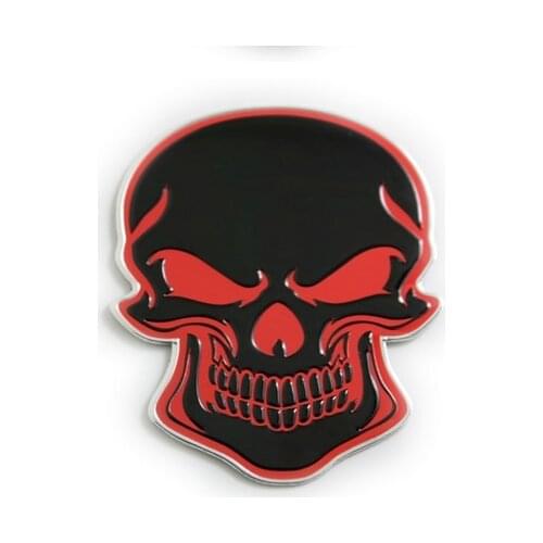 Aluminum Red Flame Auto Car Stickers Metal Skull Shape Chrome Badge Emblem Decal Motorcycle Modified