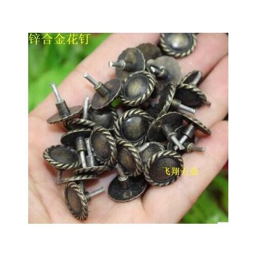 Antique Decorative Upholstery Tacks 14MM antique wooden flower nail box nail zinc alloy bronze decorative flower flower nail