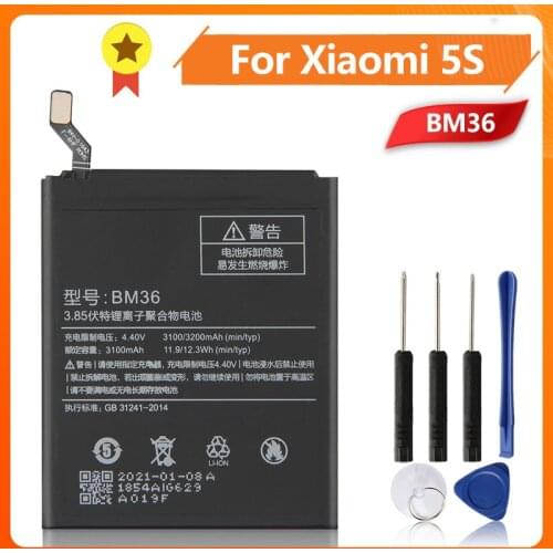 BM36 Phone Battery For Xiao mi 5S MI5S BM36 3200mAh Replacement Battery + Tool