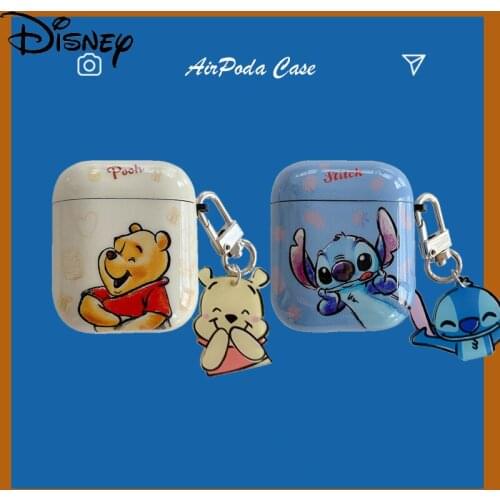 Disney cartoon Stitch Pooh couple Bluetooth-compatible wireless earphone cover for iPhone airpods1/2/pro3 boy earphone shell