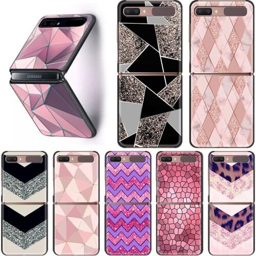 PC Case for Samsung Galaxy Z Flip 5G Hard Plastic Phone Coque Folding Splitting Shell for Galaxy ZFlip 6.7 Luxury Geometry Bag