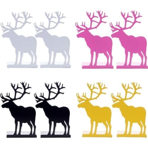 Decorative Elk Bookends for Heavy Books Paperbacks Hardcovers Heavy Duty Anti-Slip Metal Book Stoppers Holders for Book T3LB