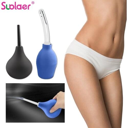 Pear Shaped Enema Rectal Shower Cleaning System Silicone Gel Blue Ball For Anal Anus Colon Enema Anal Cleaning 310/220/160/89ML