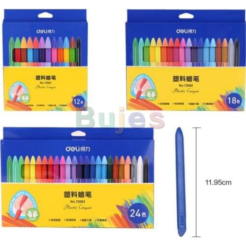 Deli 12/18/24 colors Childrens plastic crayons triangle pen student stationery oil painting stick Not sticky