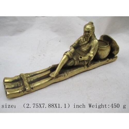 Collection of ancient Chinese fishermen brass statues, incense burner metal handicraft