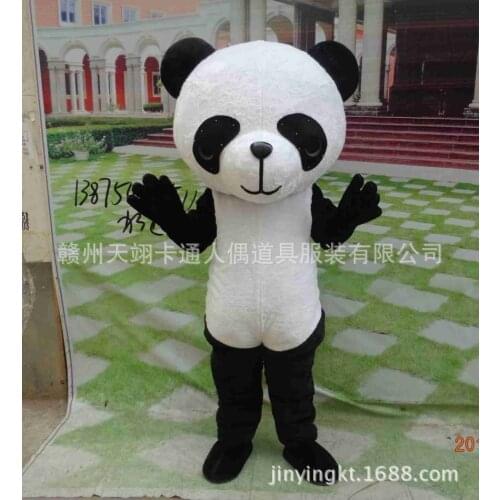 Cosplay Costumes Plush Panda Mascot Cute Cartoon Anime Suit Furry Animal Toy Props Big Head Panda One-piece Bobysuit