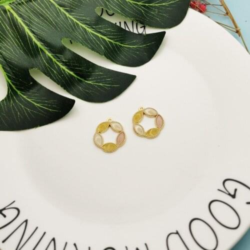 10pcs Round Enamel Charms Drop Oil Hollow Out Wreath Floating Alloy Pendant DIY Bracelet Earring Hair Jewelry Accessory YZ746