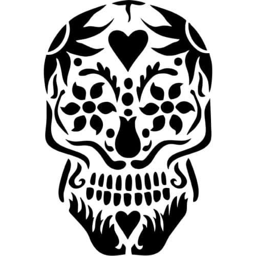 MIGNATIS - Skull Sticker Created with Flower Motifs Mural Art Decal For Car Window Loptop Decoration Vinyl Stickers Waterproof S