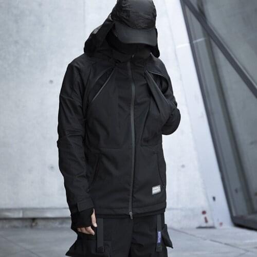 Men Ninja Jacket 2021 Dark Multi-Pocket Waterproof Hooded Jacket Harajuku Loose Streetwear Top Technology Suit Cardigan Jackets