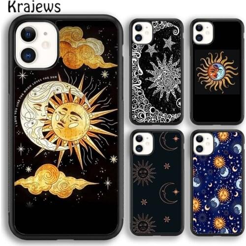 Krajews Sun and Moon Face Soft Phone Case Cover For iPhone 5 SE 6s 7 8 plus X XR XS 11 12 pro max Samsung Galaxy S8 S9 S10