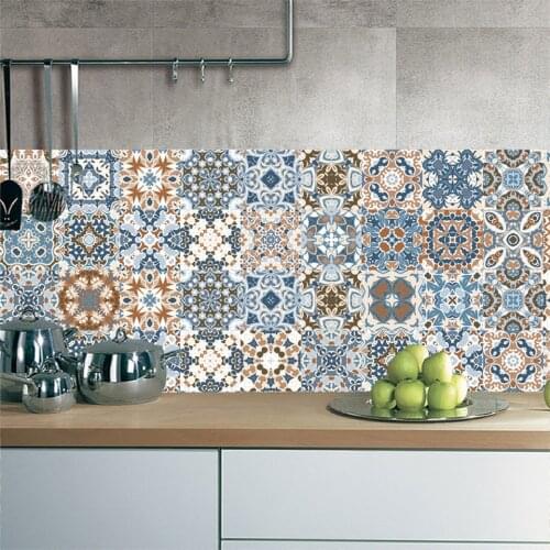 Retro PVC Tile Sticker Various Style DIY Home Decor Art Wallpaper Self Adhesive Waterproof Wall Decal For Kitchen Bathroom Mural