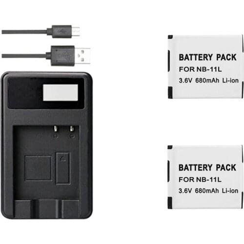 NB-11L, NB11L NB-11LH, NB11LH Battery+USB Charger for Canon PowerShot A2300 IS A2600 A3400 IS A3500 IS ELPH 115 HS ELPH 160
