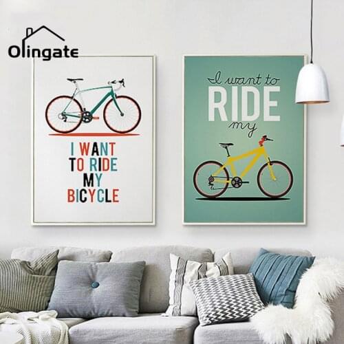 Nordic Bike Poster Cartoon Bicycle Wall Pictures One Piece Canvas Art Painting Print Home Decor for Living Room Bedroom